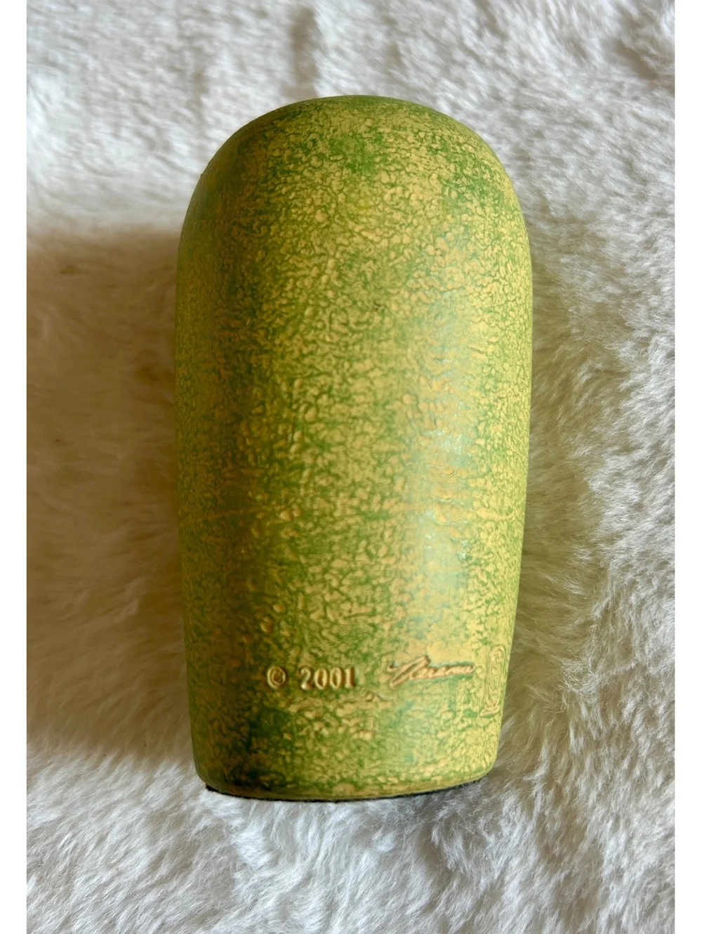 Vintage Summit Collection Green Ceramic Vase with Hieroglyphic Design